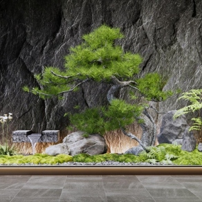 现代室内景观造景3D模型下载